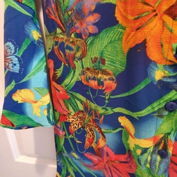 Linea by Louis Dell Olio sz xs Tiger Lily print duster tight multiple. - Picture 4 of 9